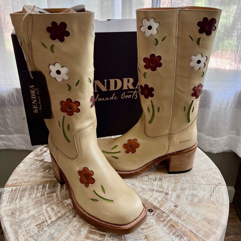 SENDRA Floral Leather Campus Boots NEW Size US 10